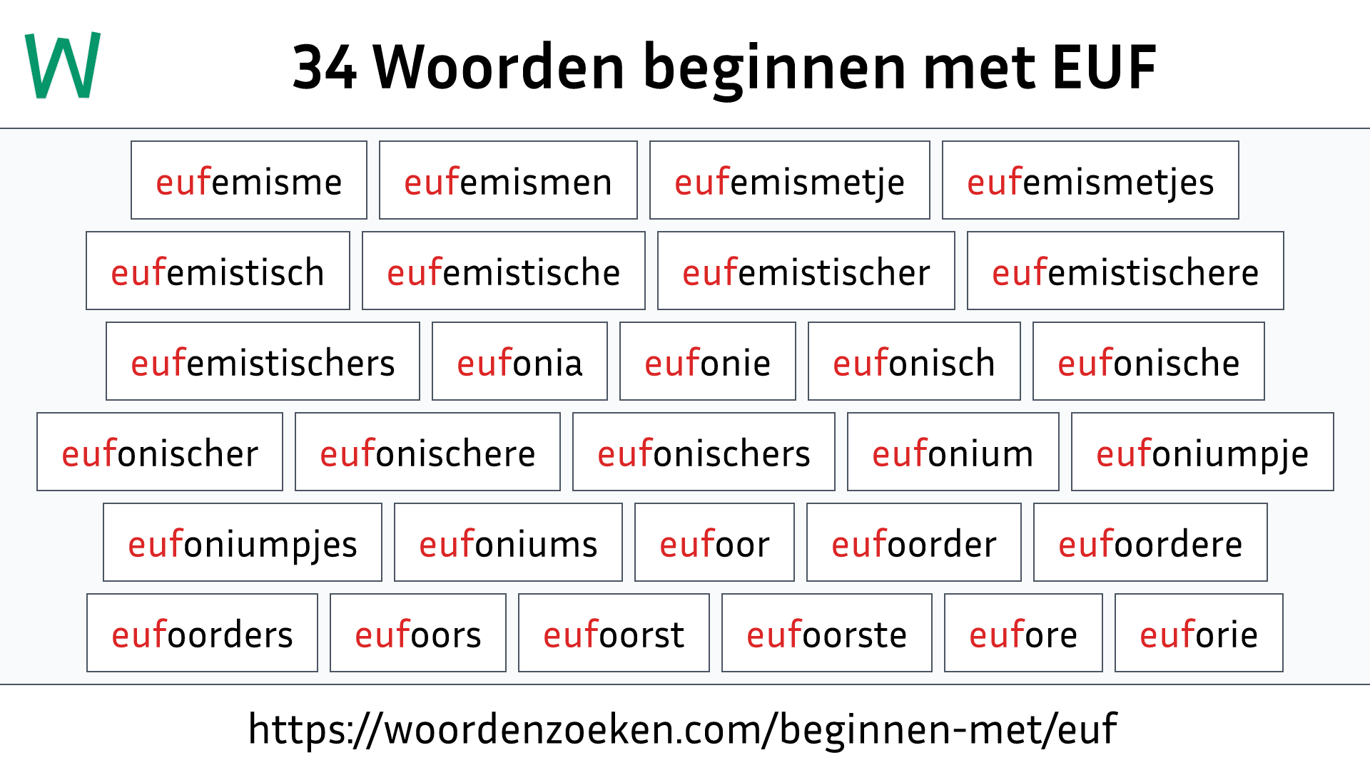 Woorden beginnen met EUF