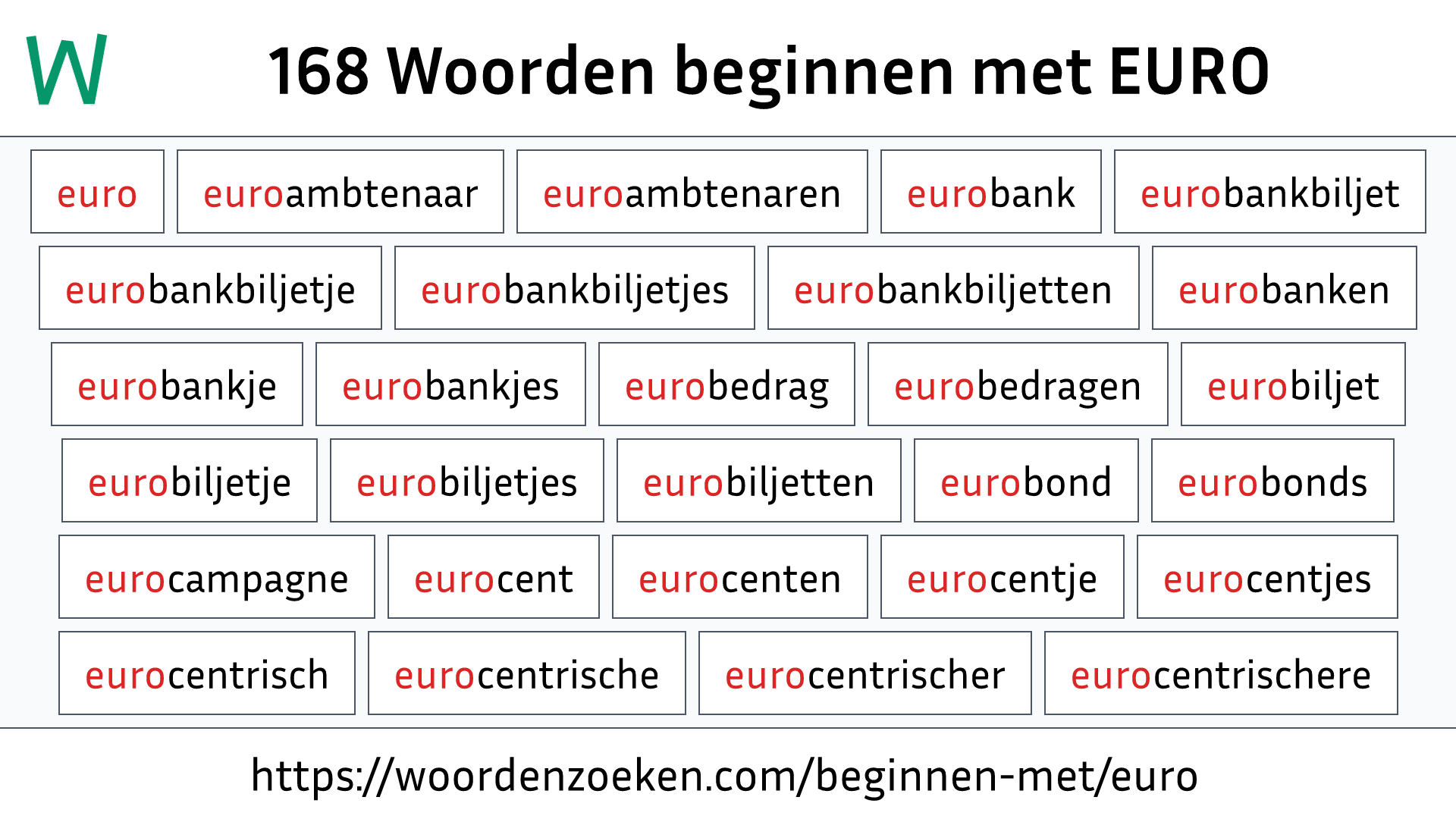 Woorden beginnen met EURO