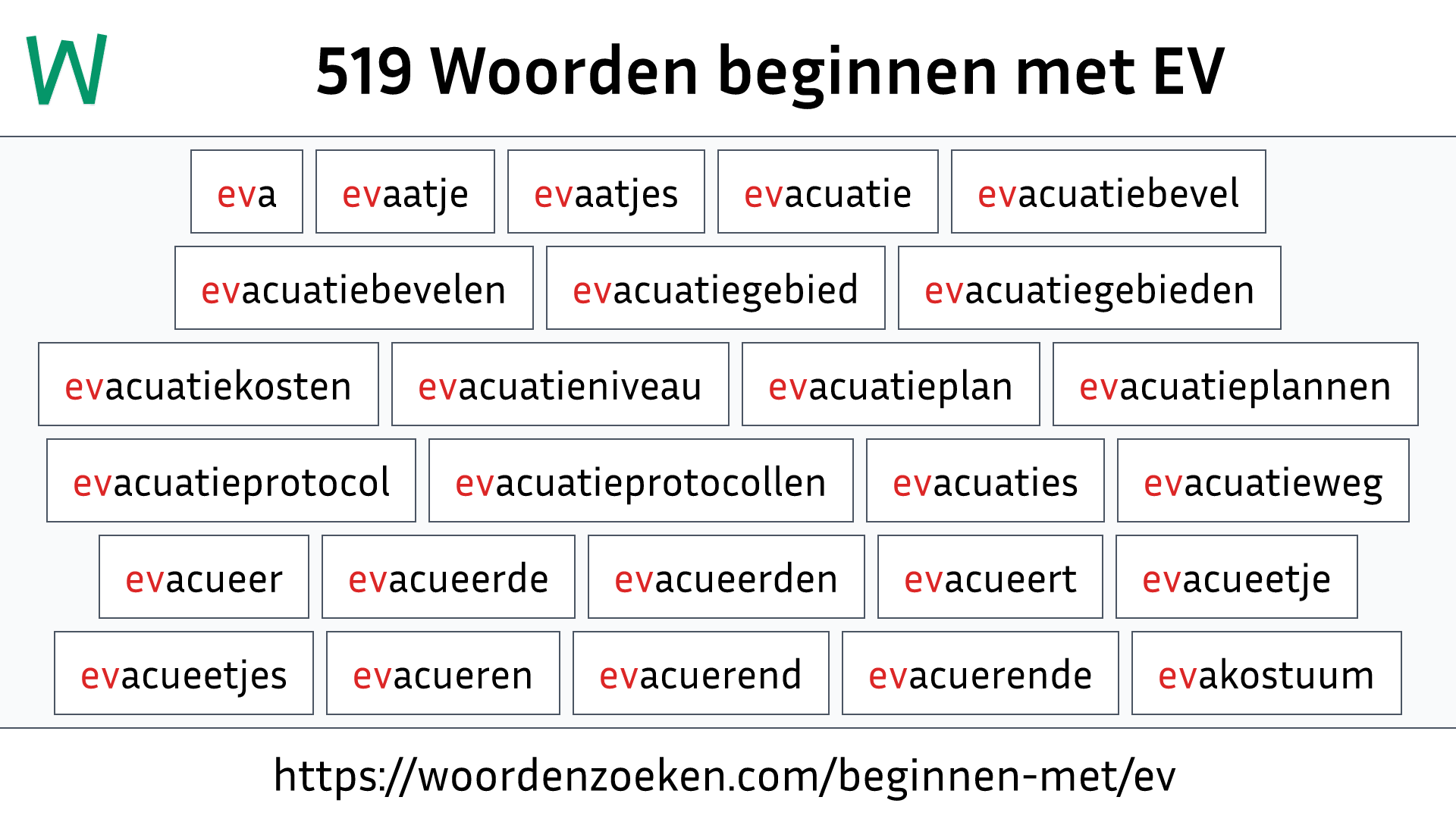 Woorden beginnen met EV