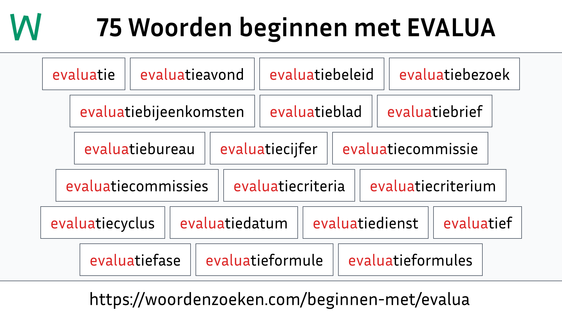 Woorden beginnen met EVALUA