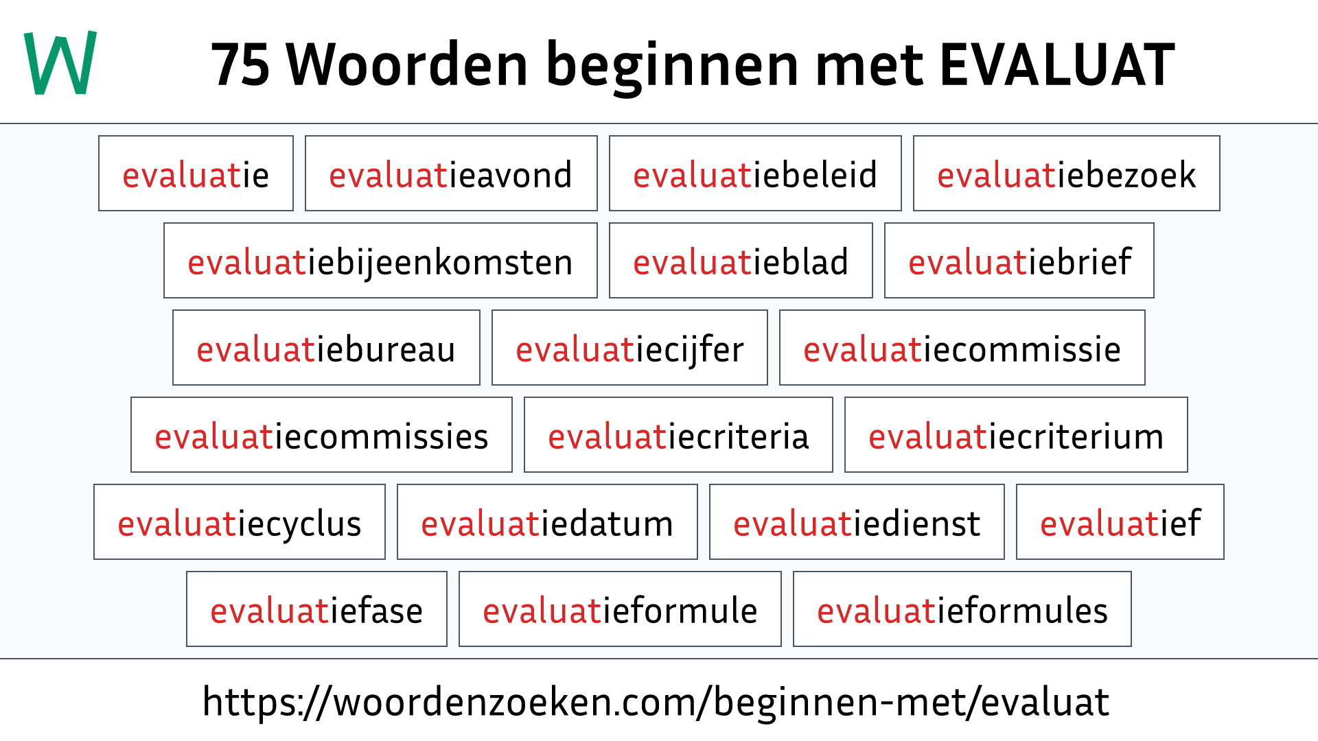 Woorden beginnen met EVALUAT