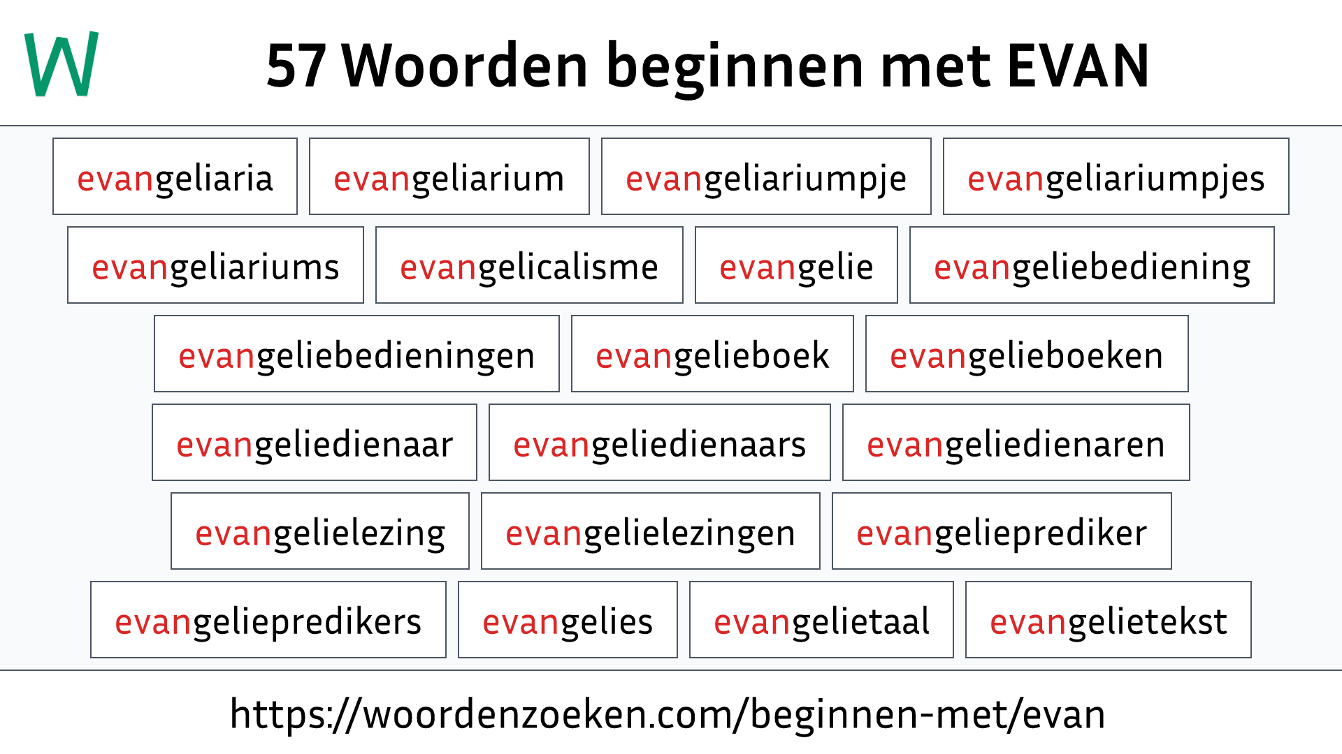 Woorden beginnen met EVAN