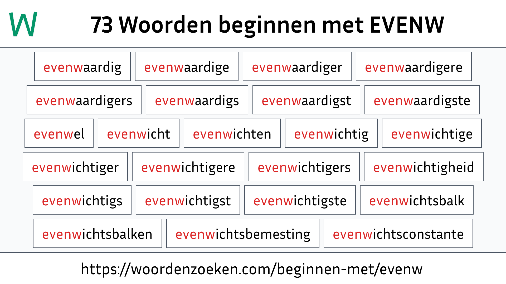 Woorden beginnen met EVENW
