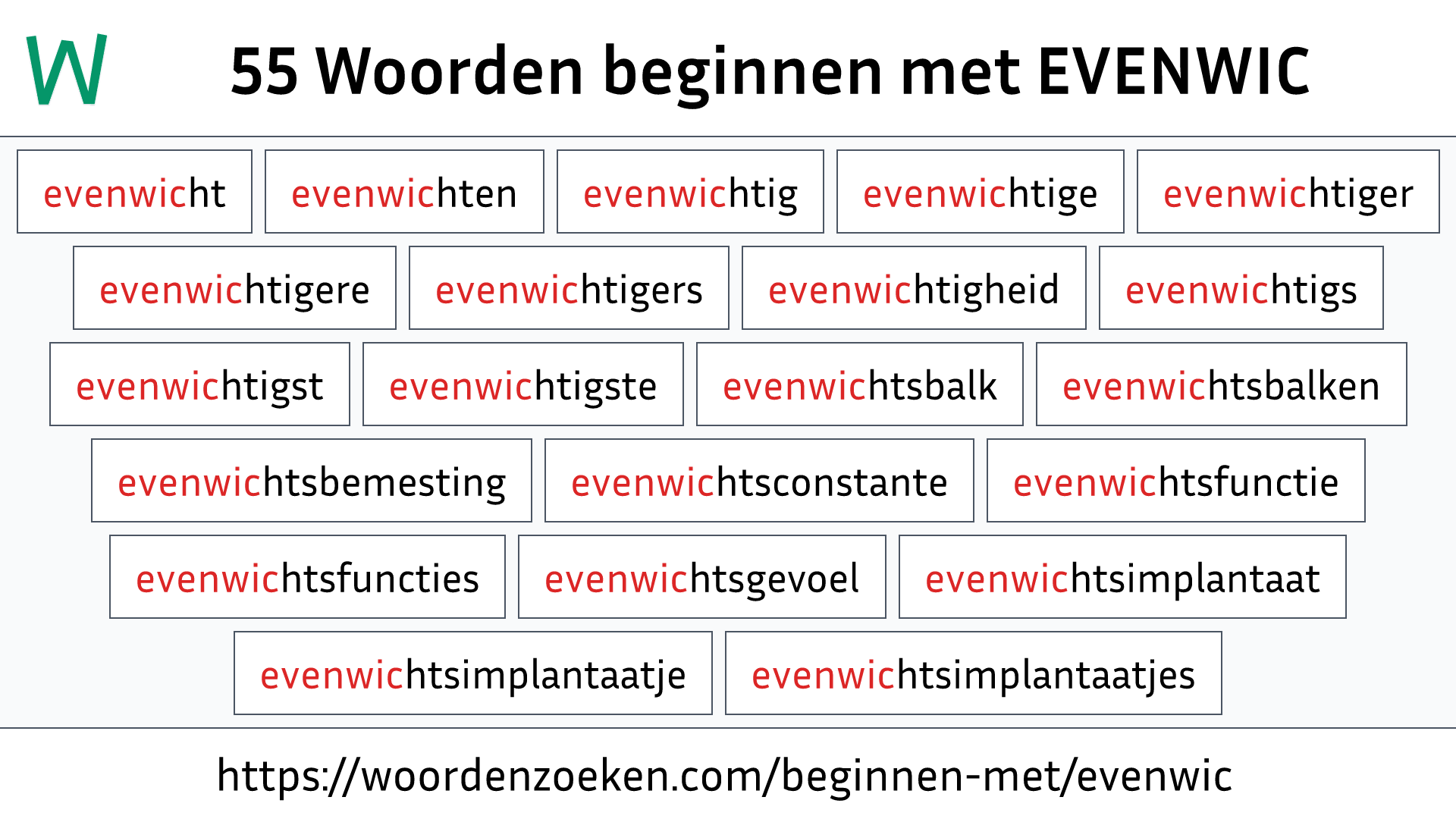 Woorden beginnen met EVENWIC