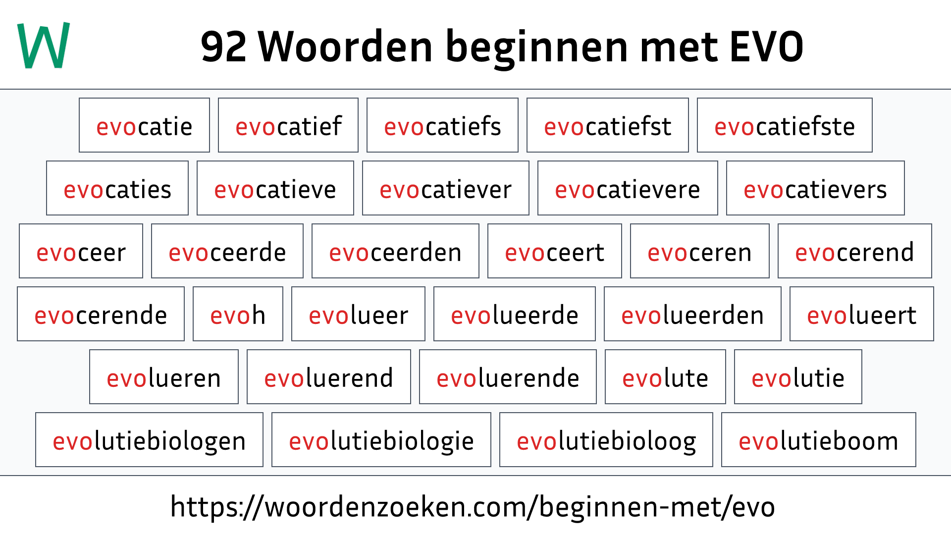 Woorden beginnen met EVO