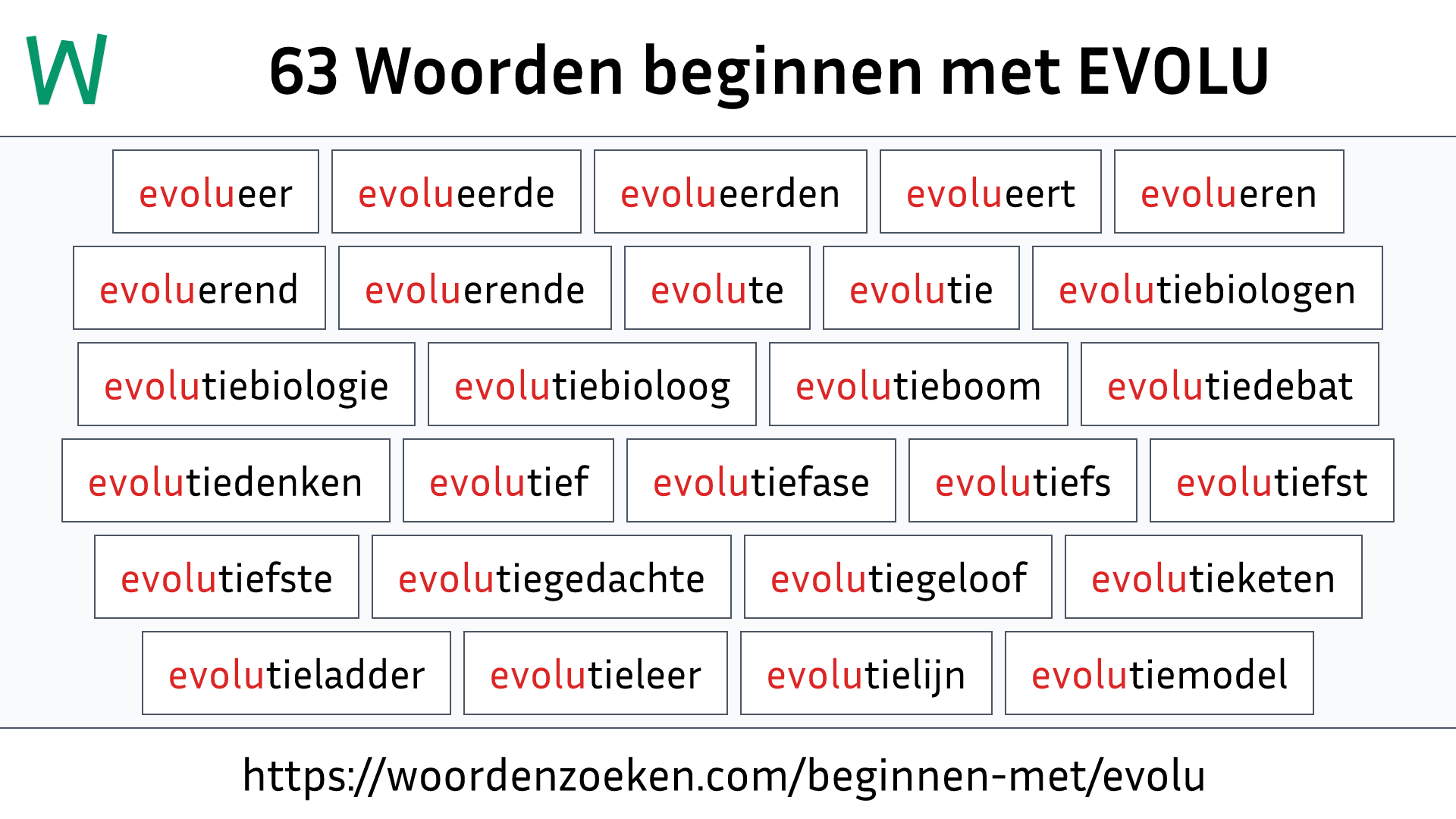 Woorden beginnen met EVOLU