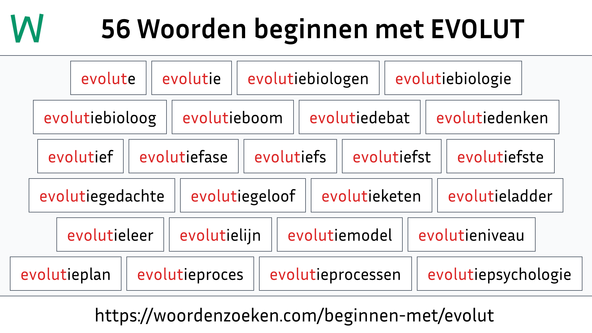 Woorden beginnen met EVOLUT