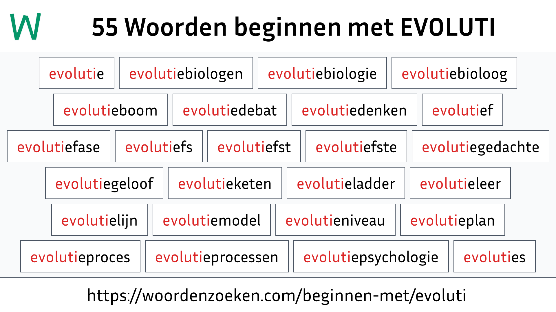 Woorden beginnen met EVOLUTI