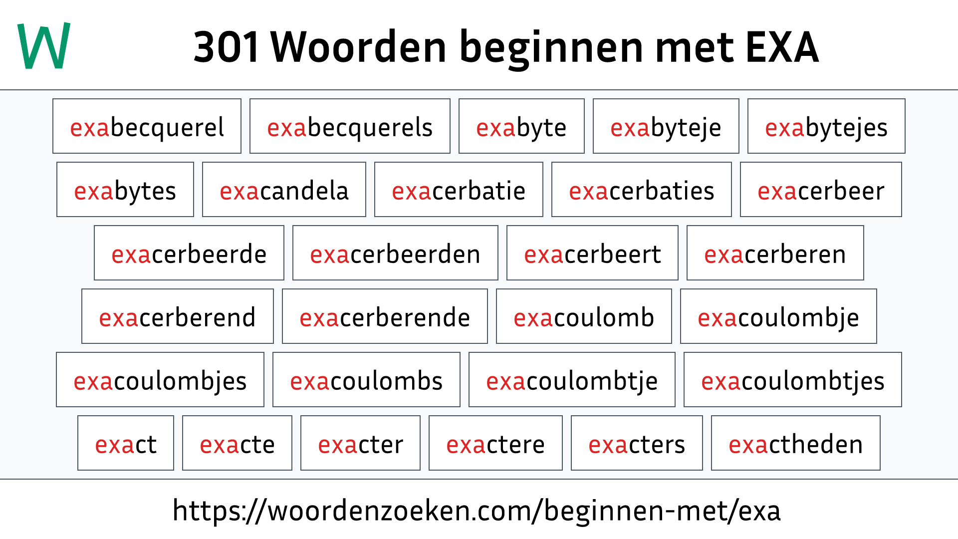 Woorden beginnen met EXA