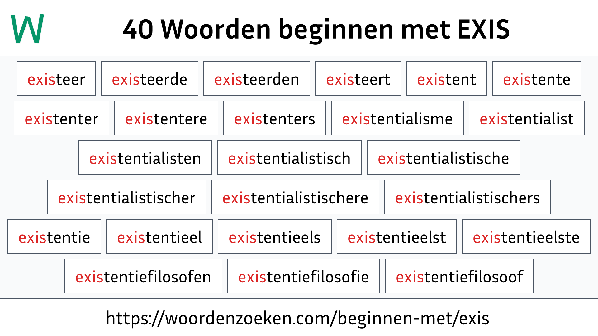 Woorden beginnen met EXIS
