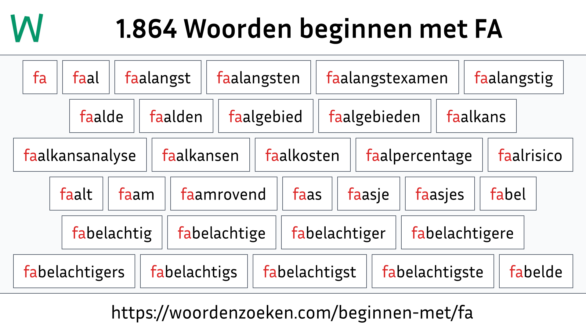 Woorden beginnen met FA