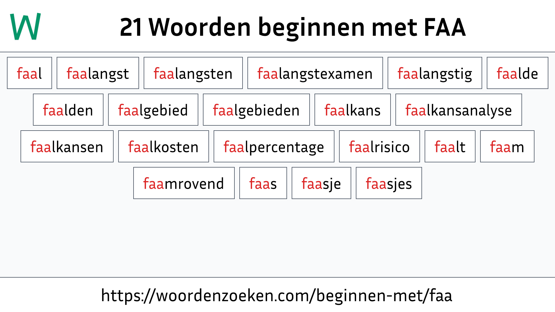 Woorden beginnen met FAA