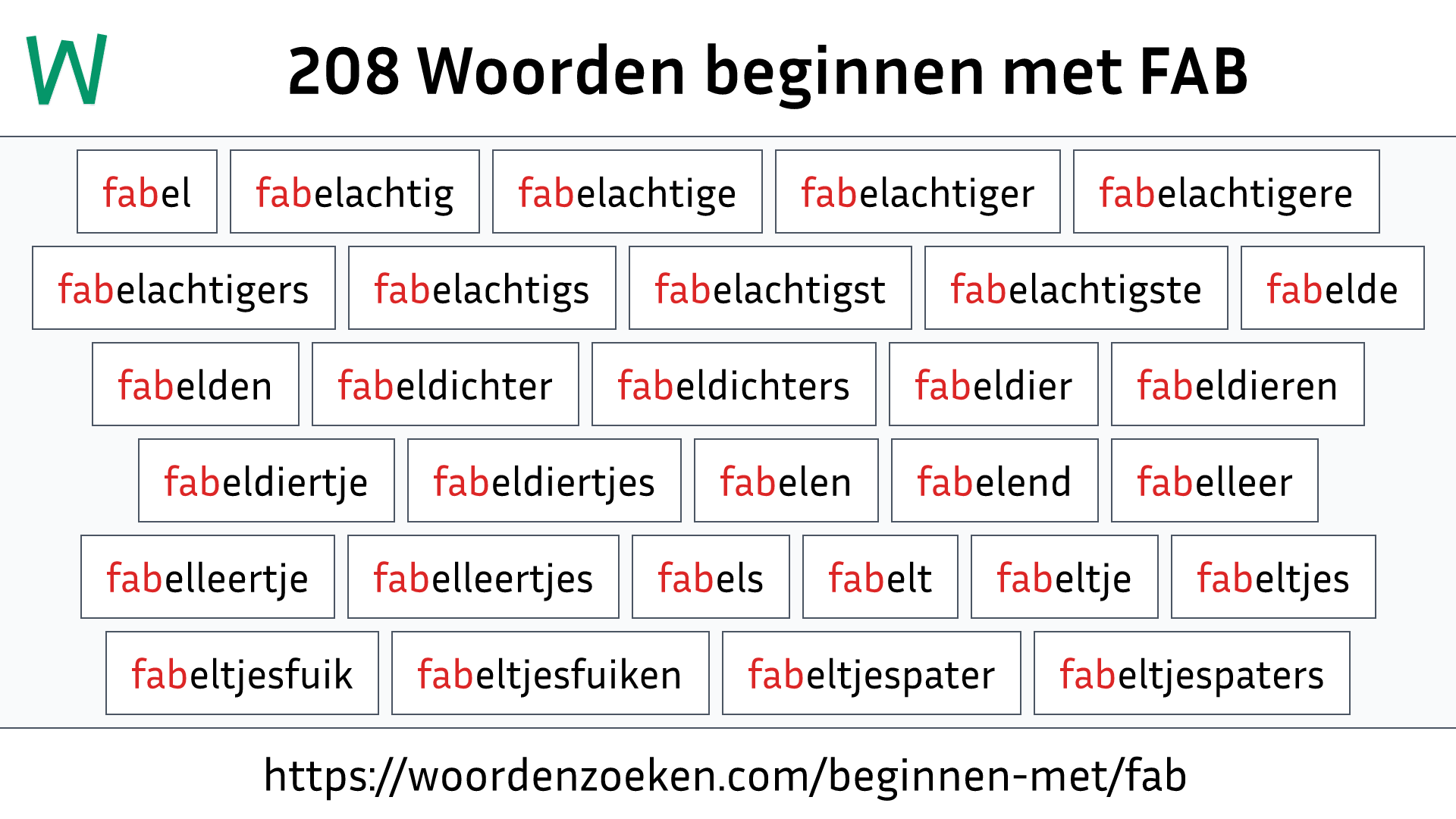 Woorden beginnen met FAB