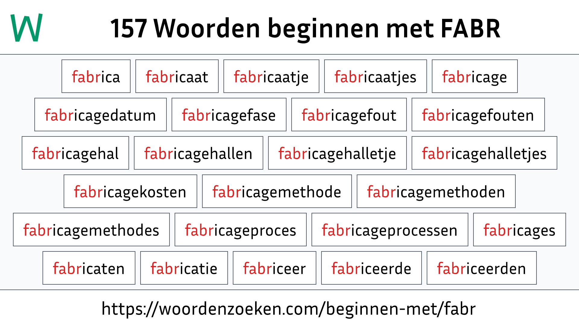 Woorden beginnen met FABR