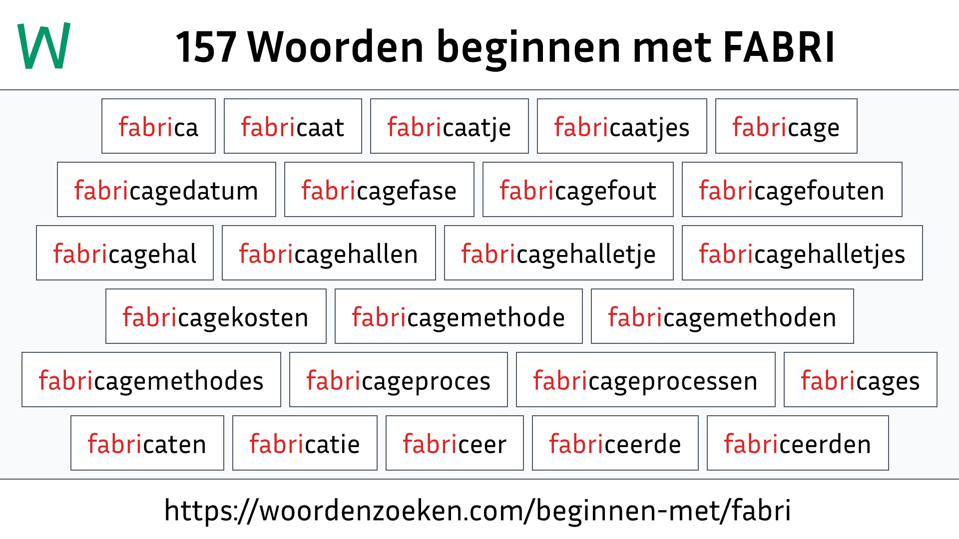 Woorden beginnen met FABRI