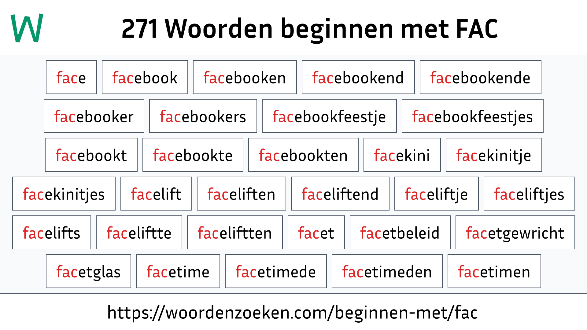 Woorden beginnen met FAC