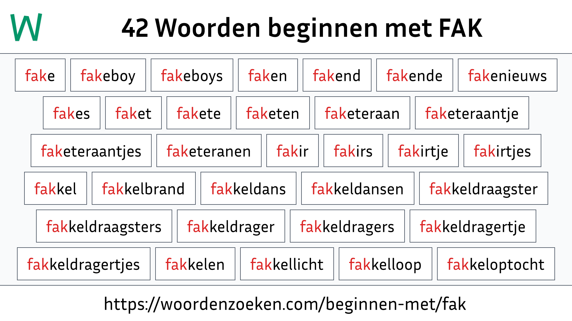 Woorden beginnen met FAK