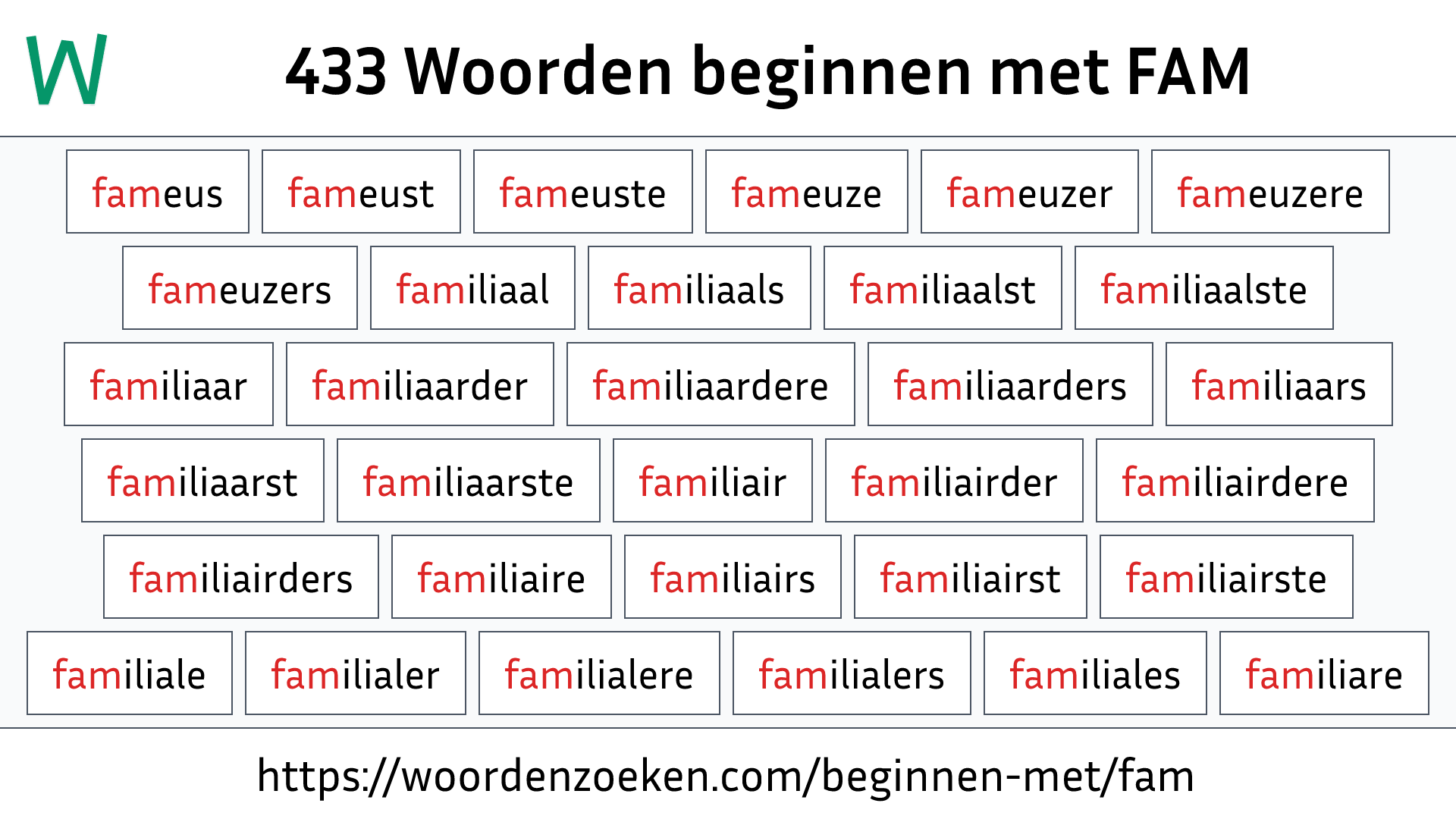 Woorden beginnen met FAM