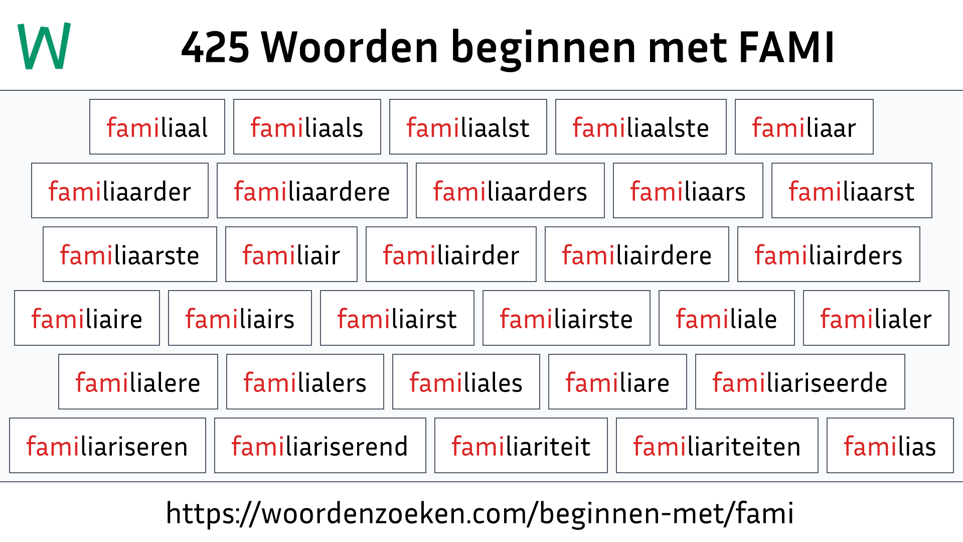 Woorden beginnen met FAMI