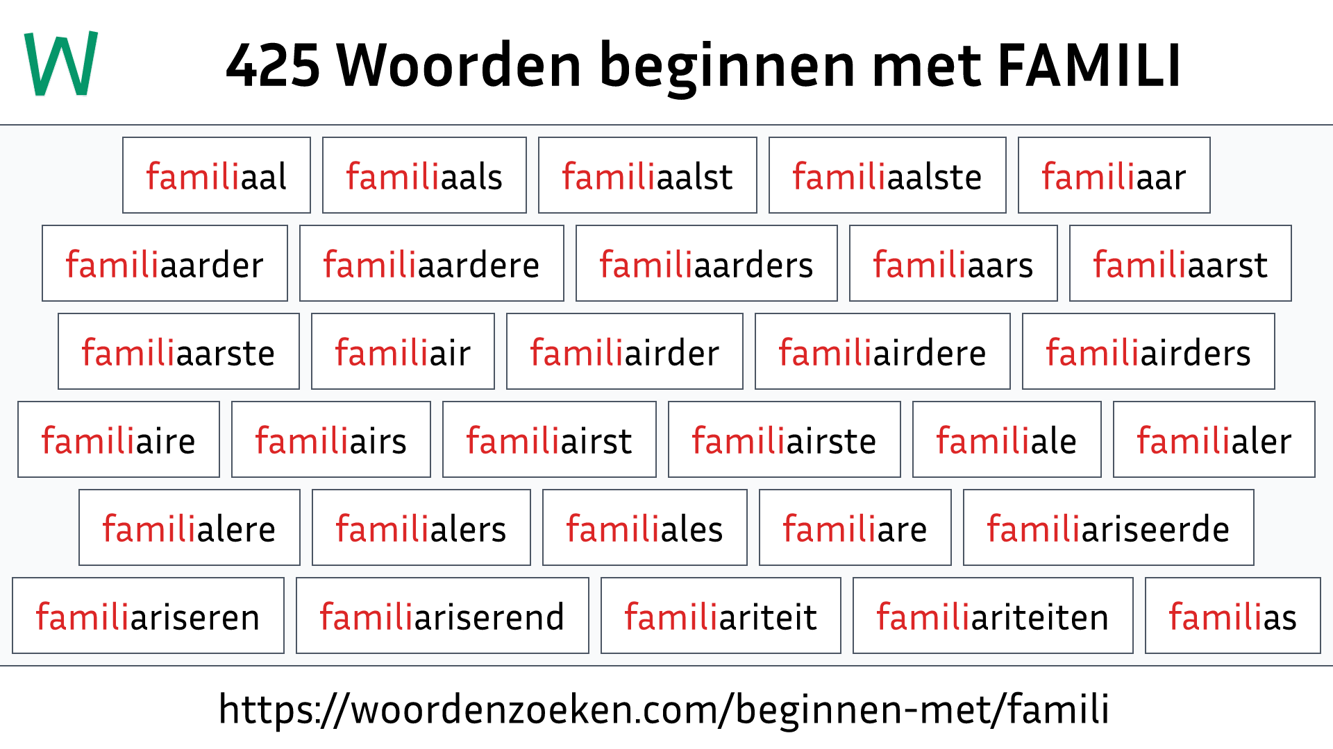 Woorden beginnen met FAMILI