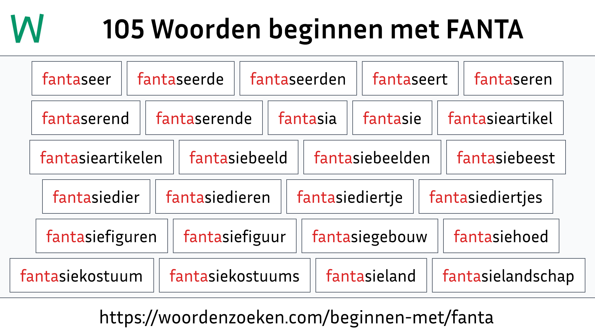 Woorden beginnen met FANTA