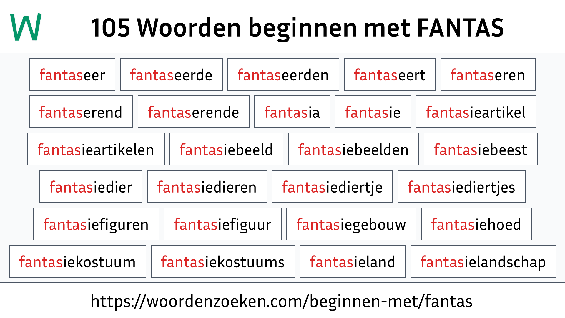 Woorden beginnen met FANTAS