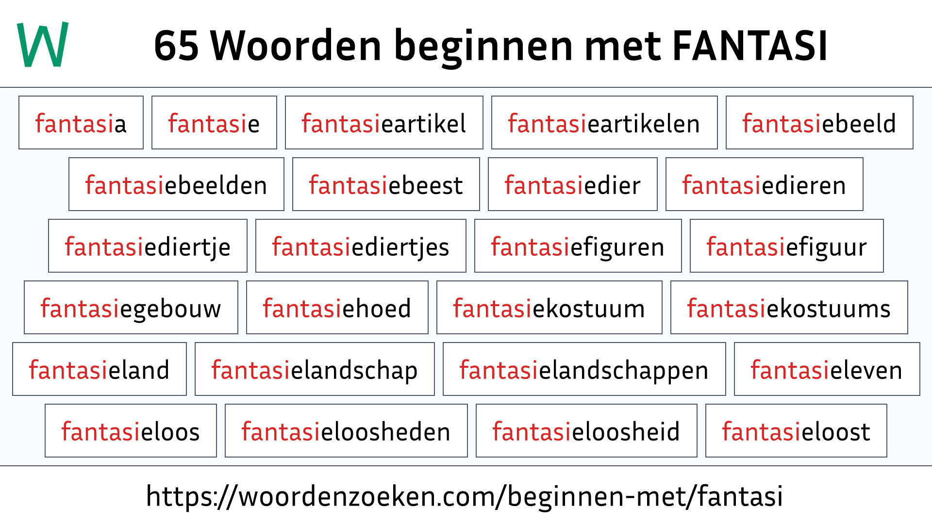 Woorden beginnen met FANTASI