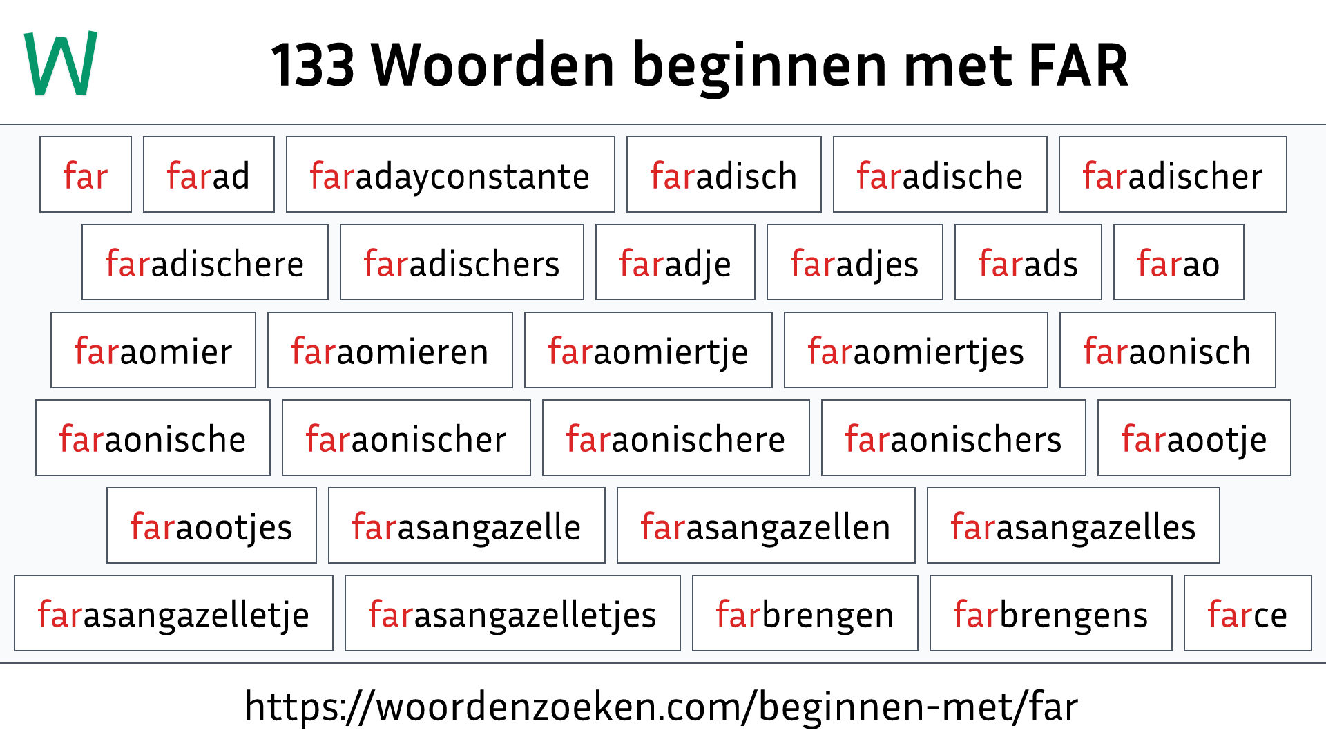 Woorden beginnen met FAR