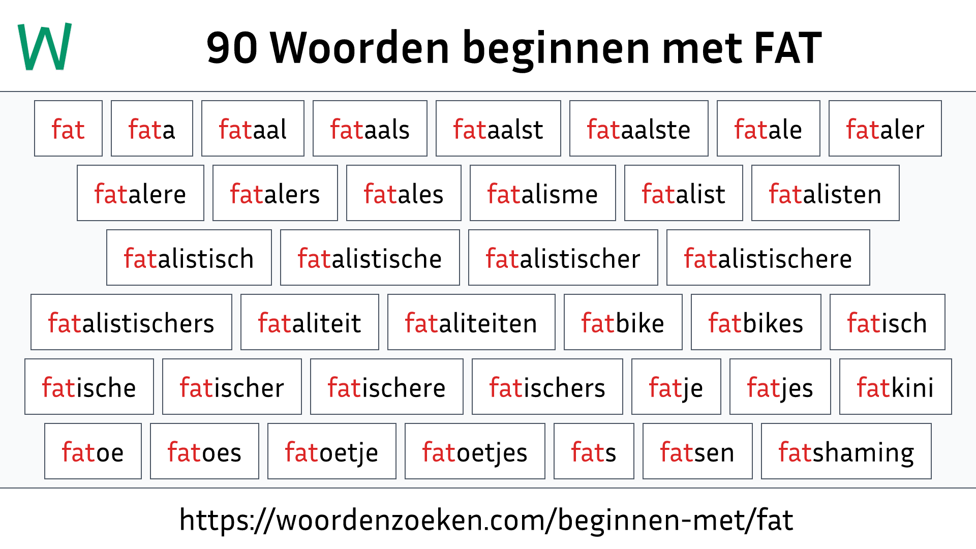 Woorden beginnen met FAT