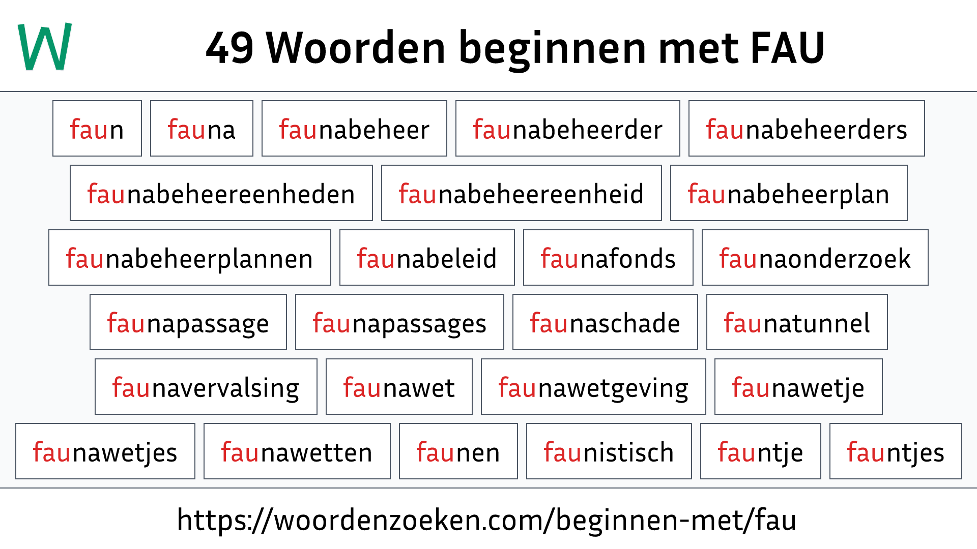 Woorden beginnen met FAU