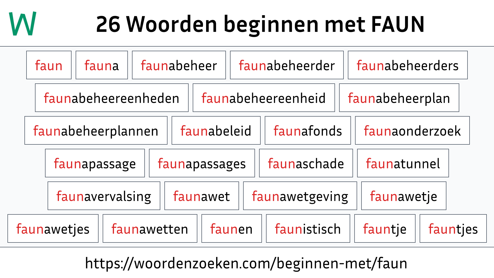 Woorden beginnen met FAUN