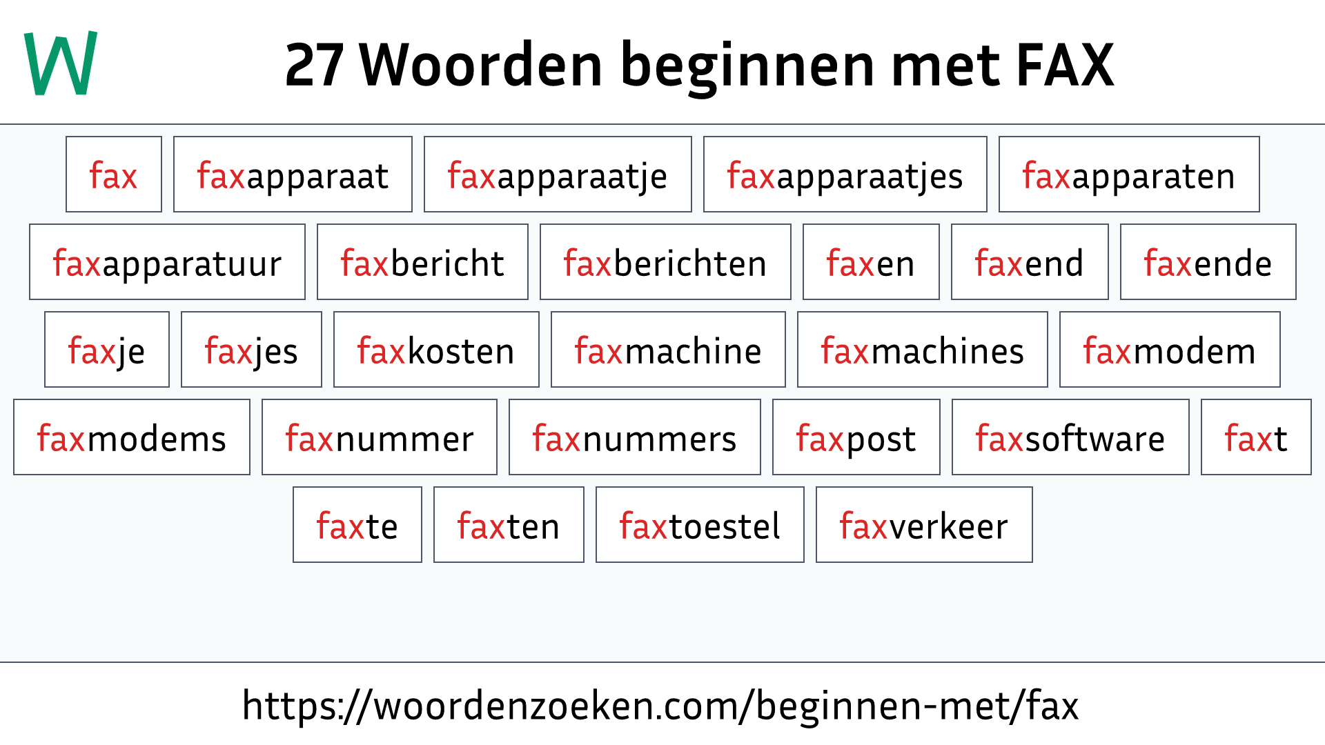 Woorden beginnen met FAX