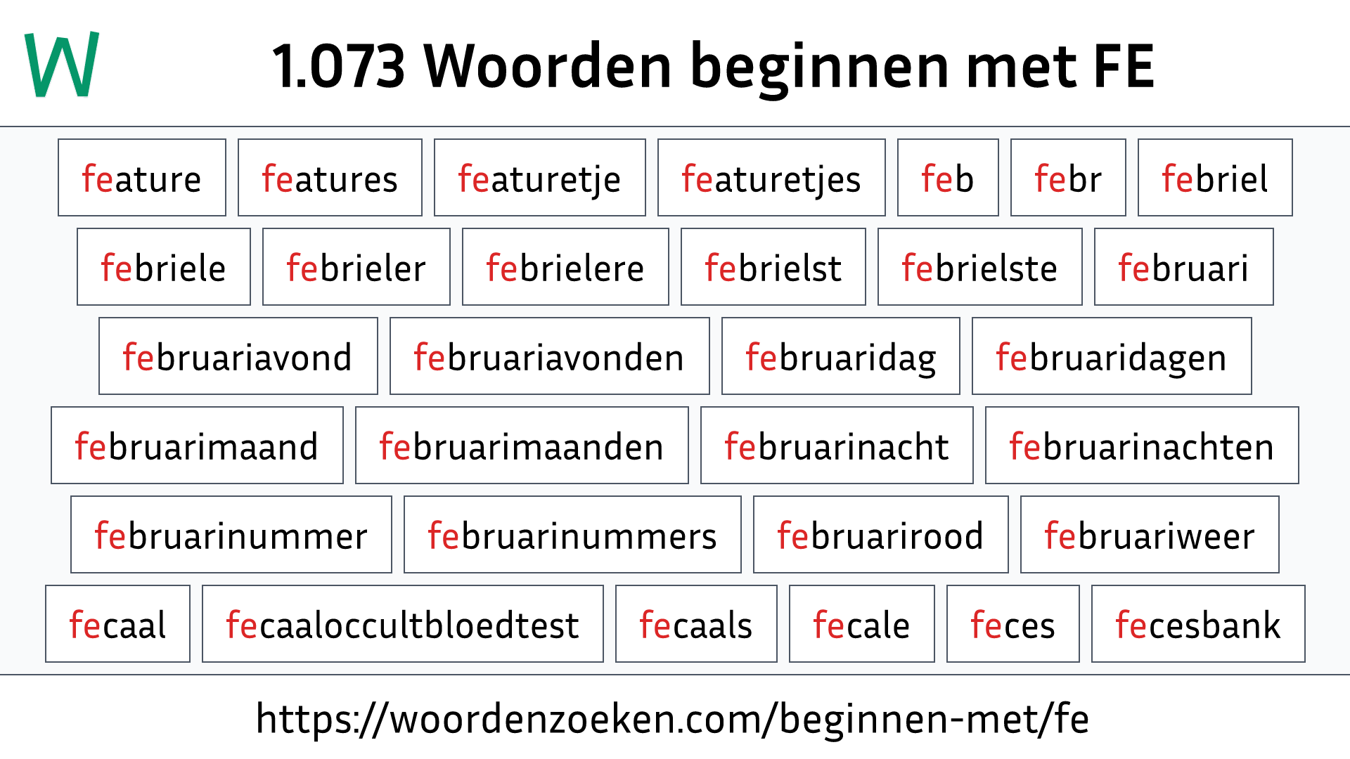 Woorden beginnen met FE