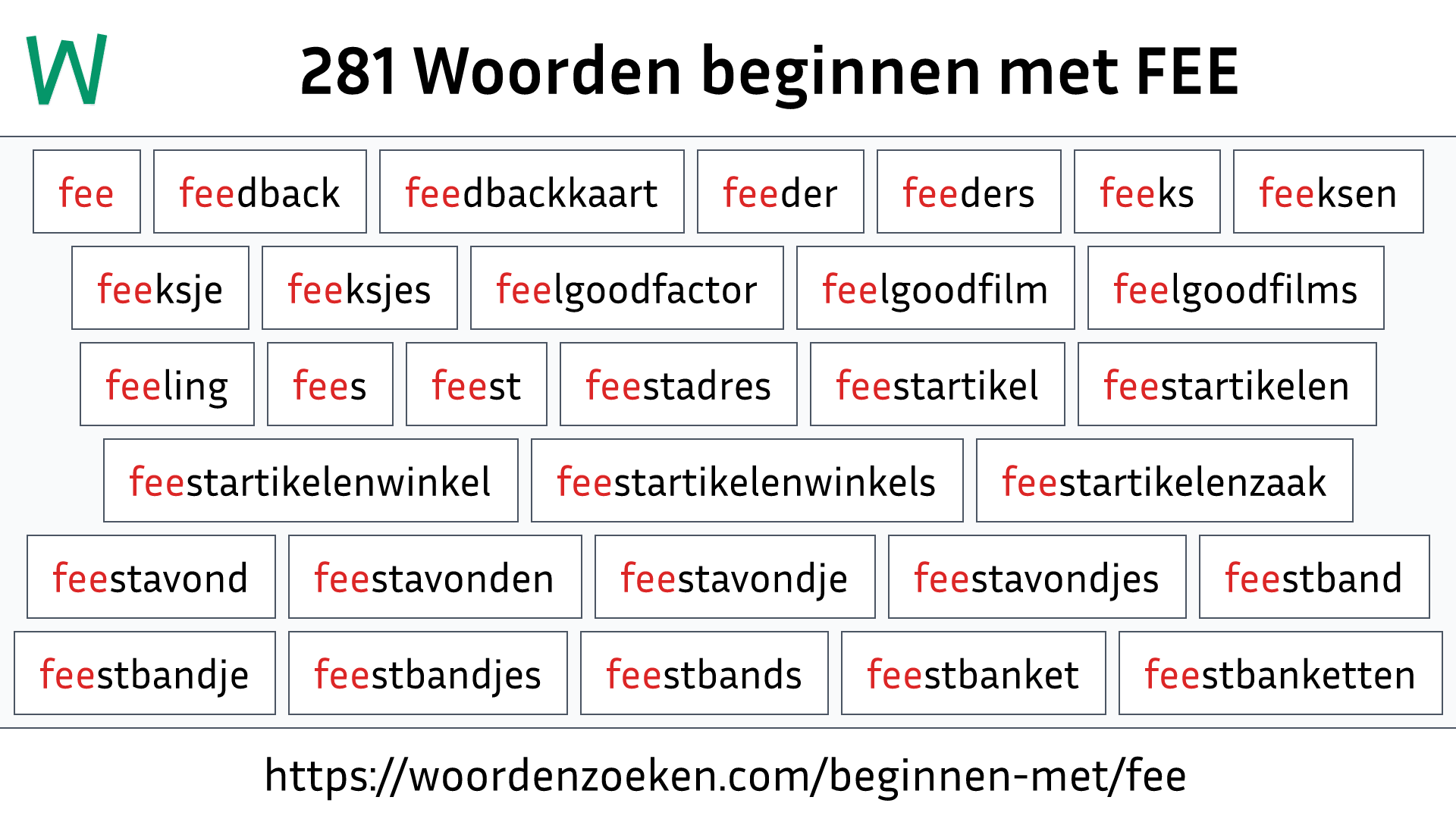 Woorden beginnen met FEE