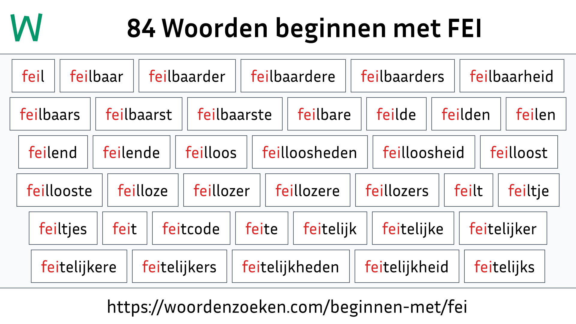 Woorden beginnen met FEI