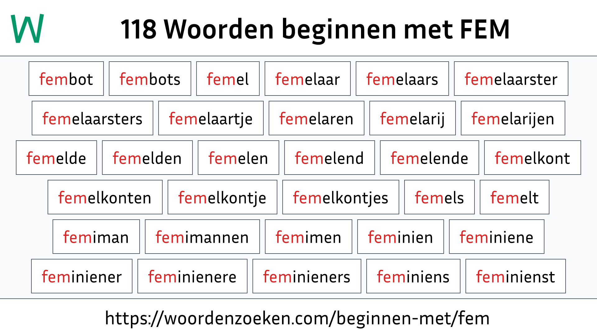 Woorden beginnen met FEM