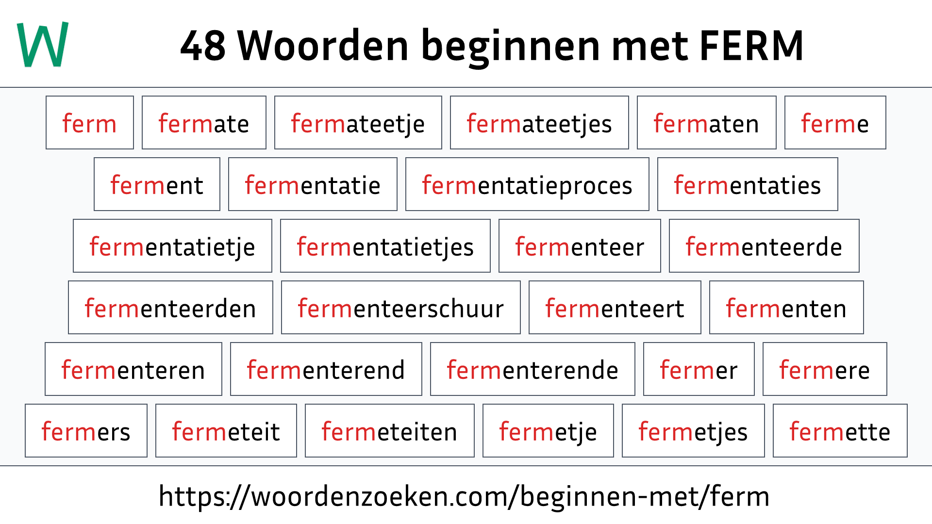 Woorden beginnen met FERM