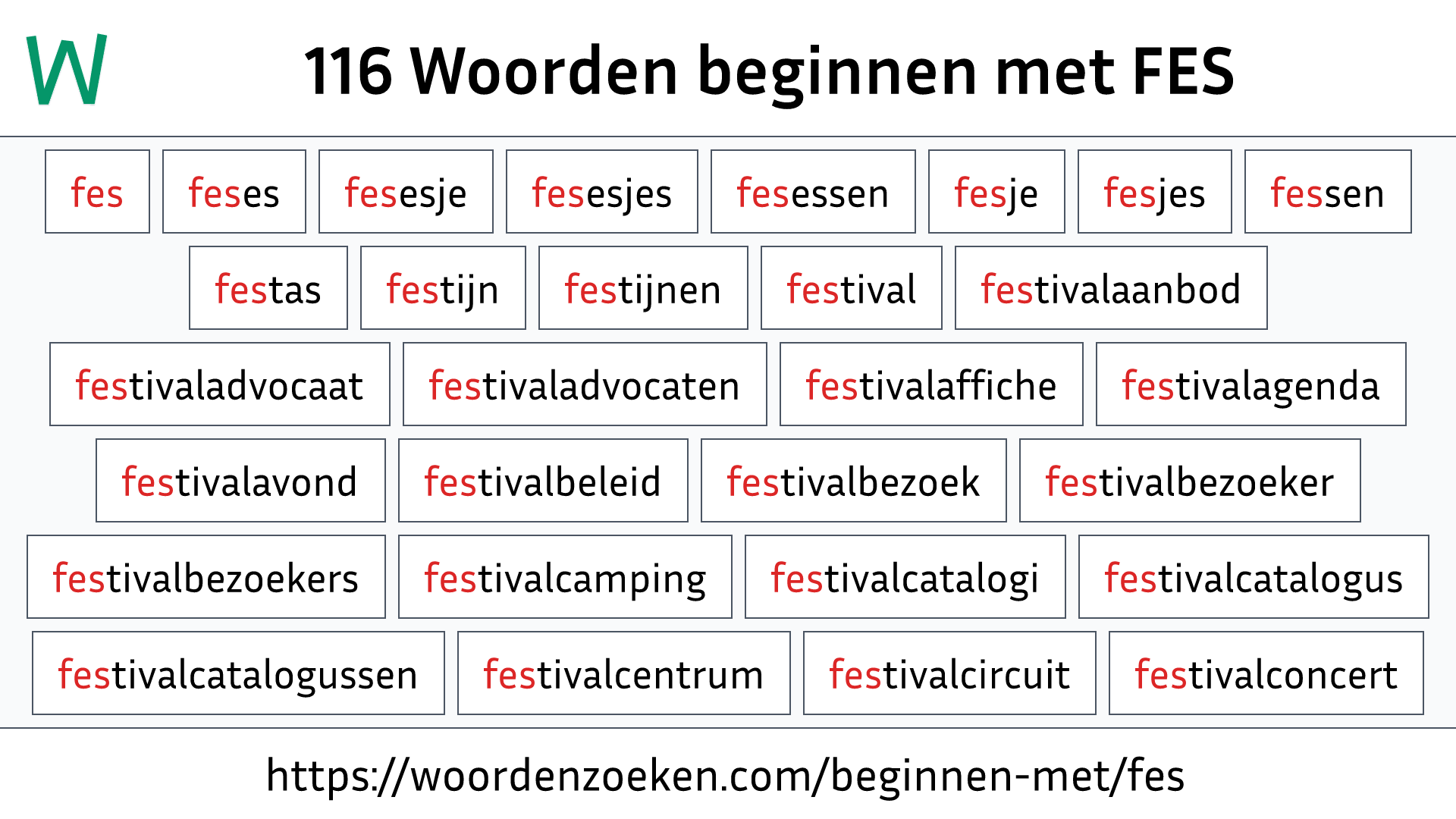 Woorden beginnen met FES