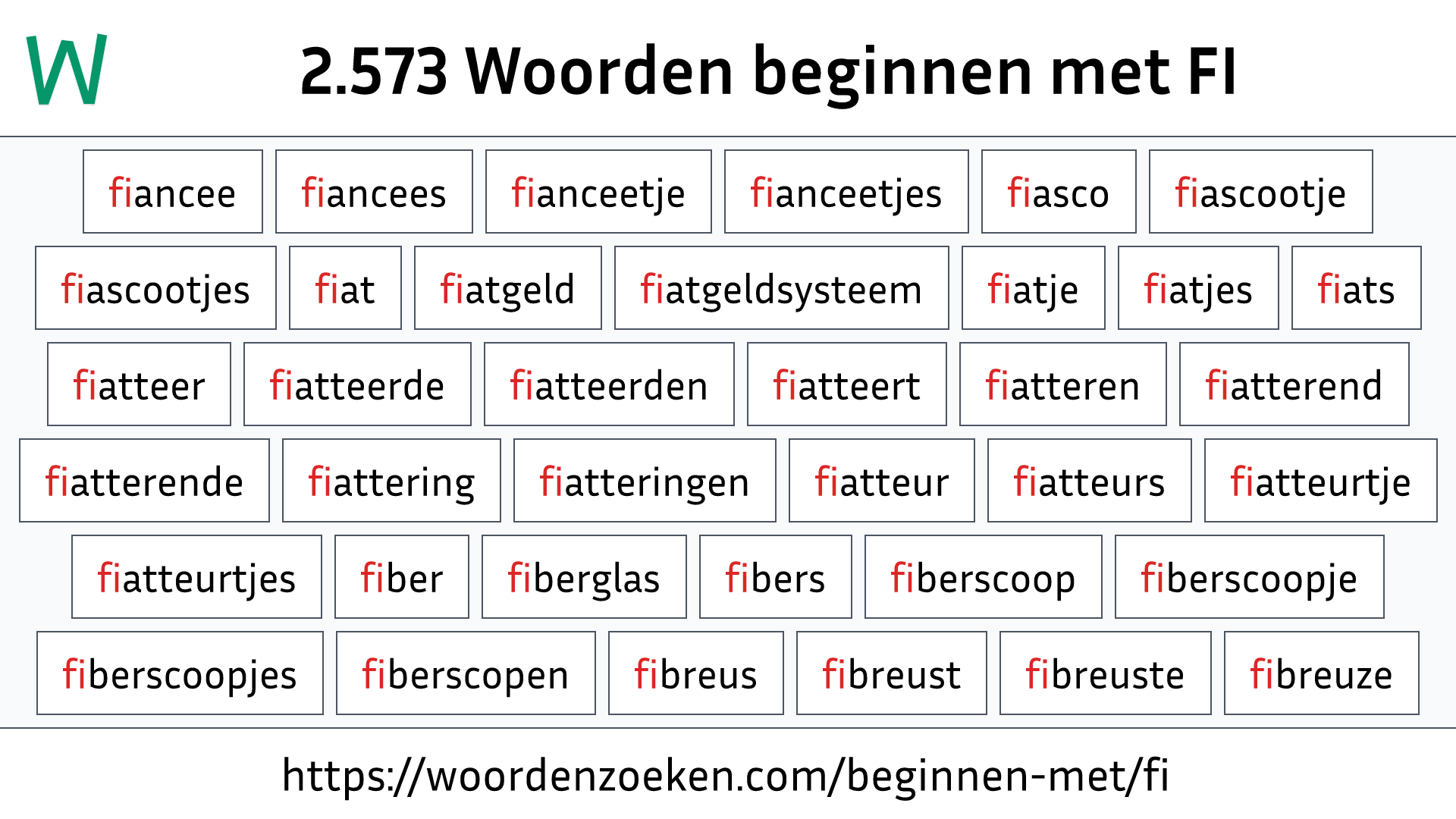 Woorden beginnen met FI