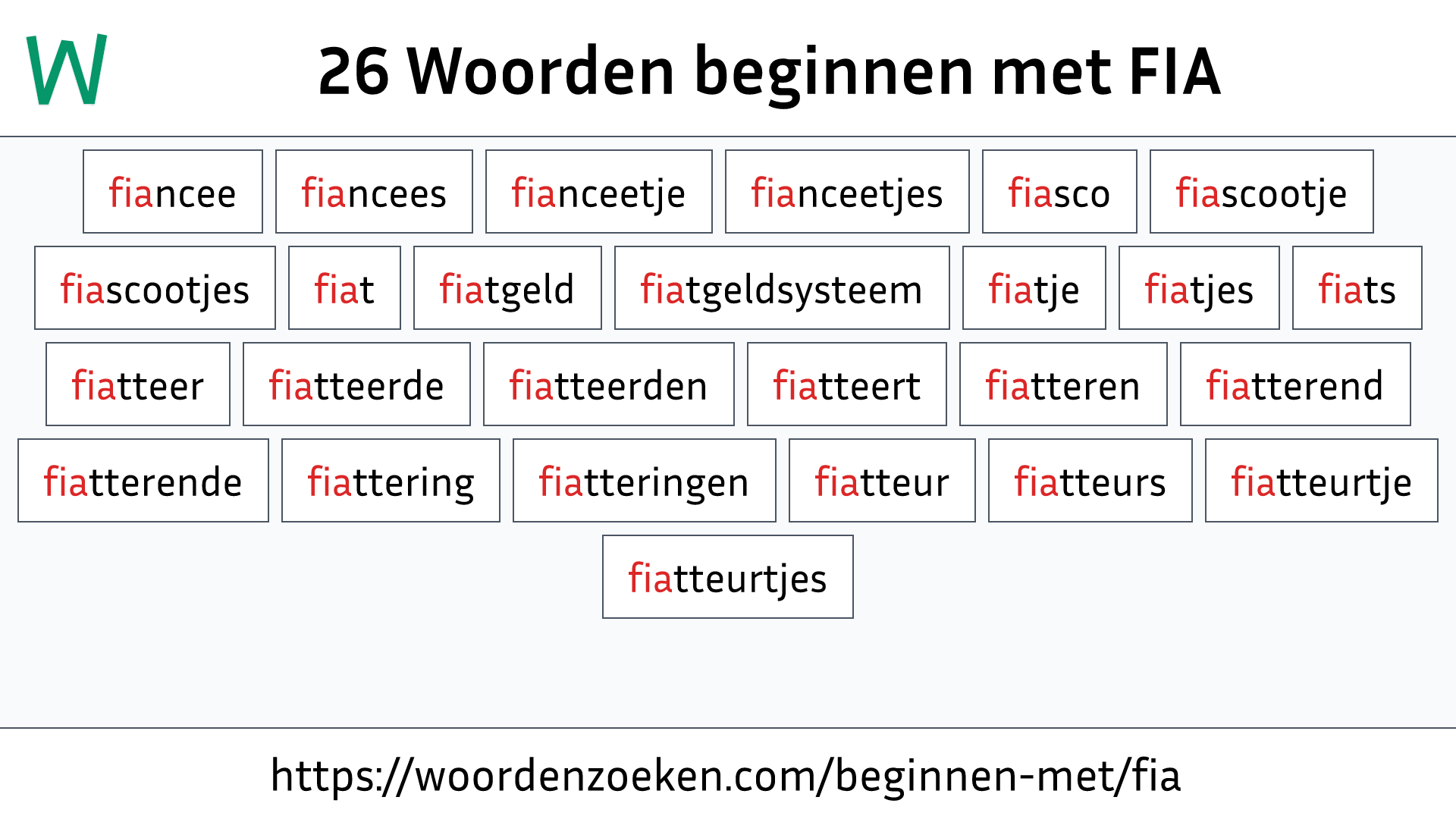 Woorden beginnen met FIA