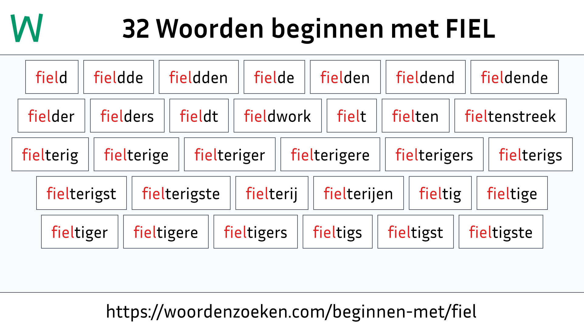 Woorden beginnen met FIEL