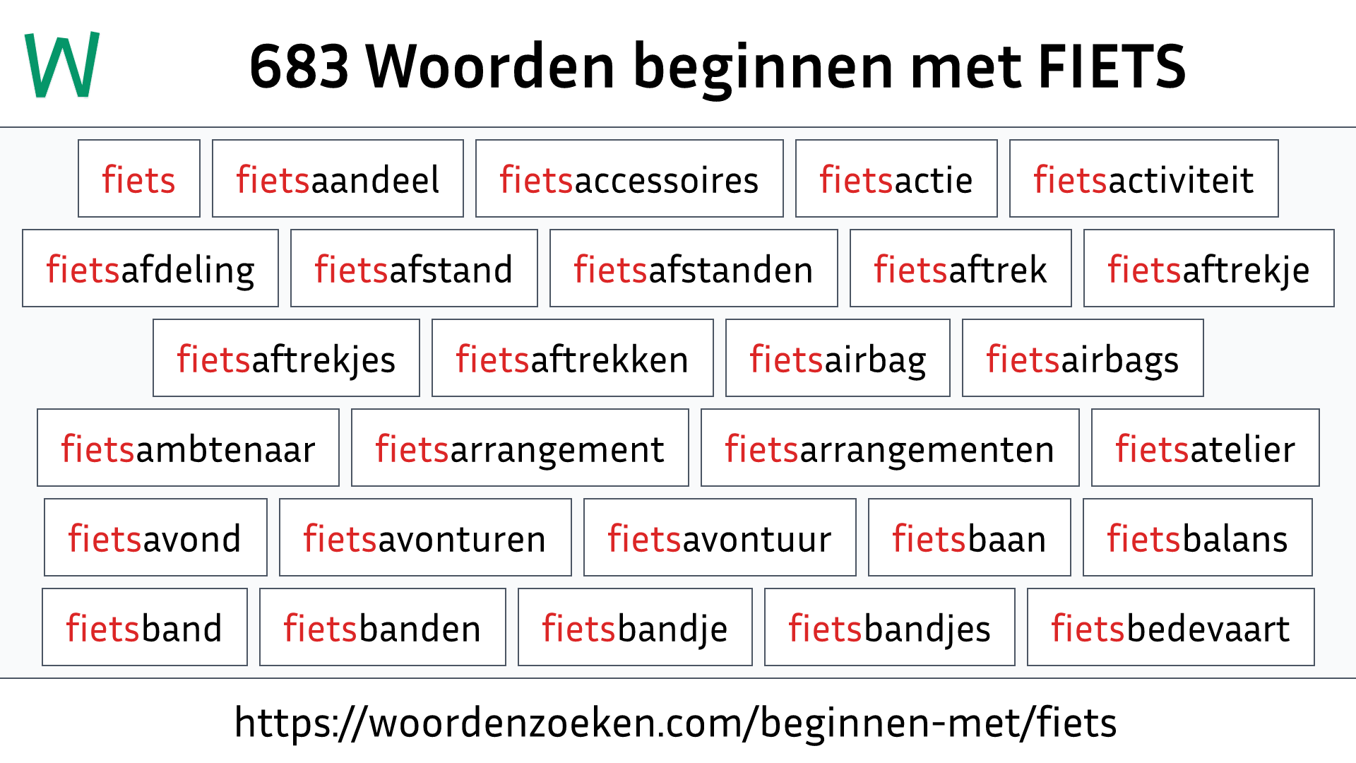 Woorden beginnen met FIETS