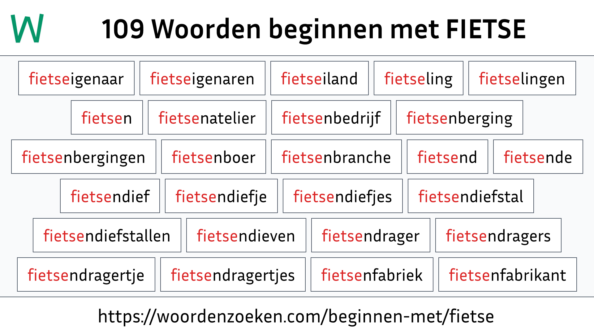 Woorden beginnen met FIETSE