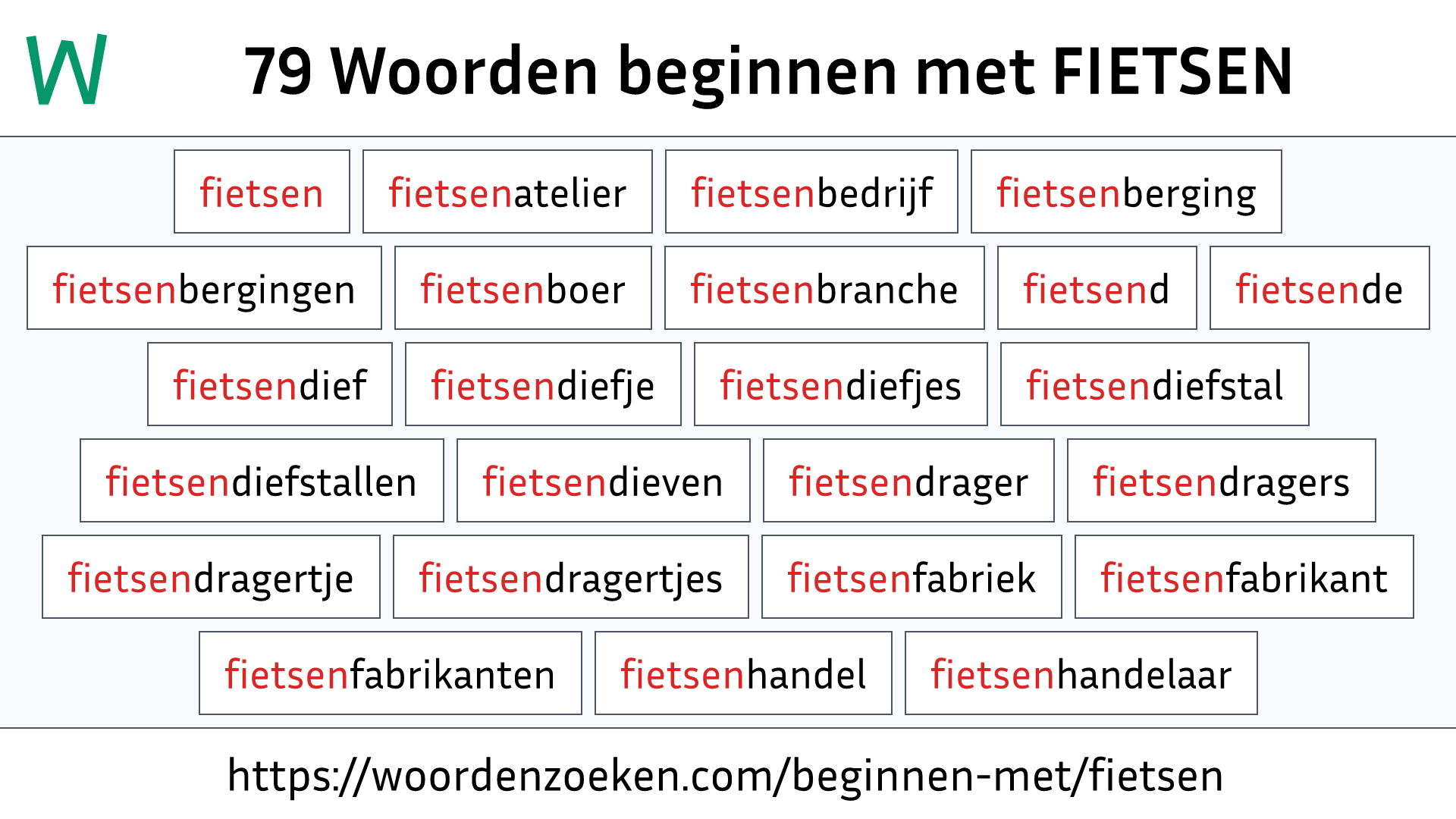 Woorden beginnen met FIETSEN