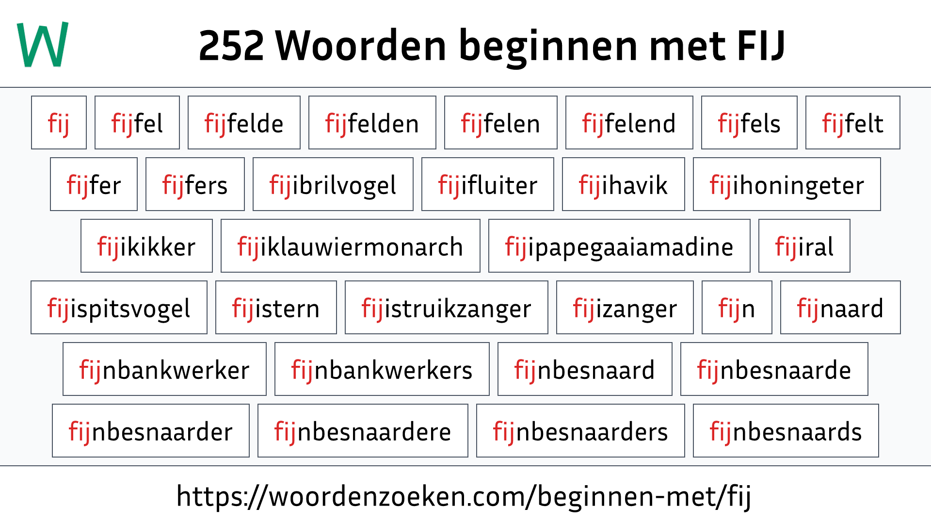 Woorden beginnen met FIJ