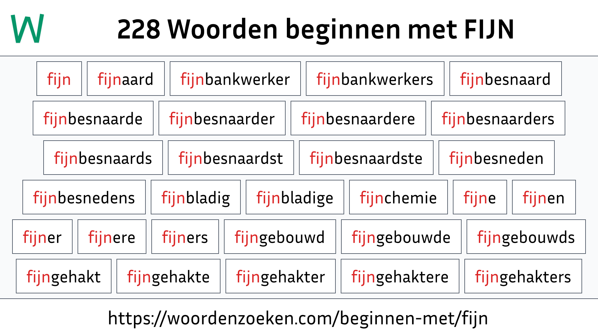 Woorden beginnen met FIJN