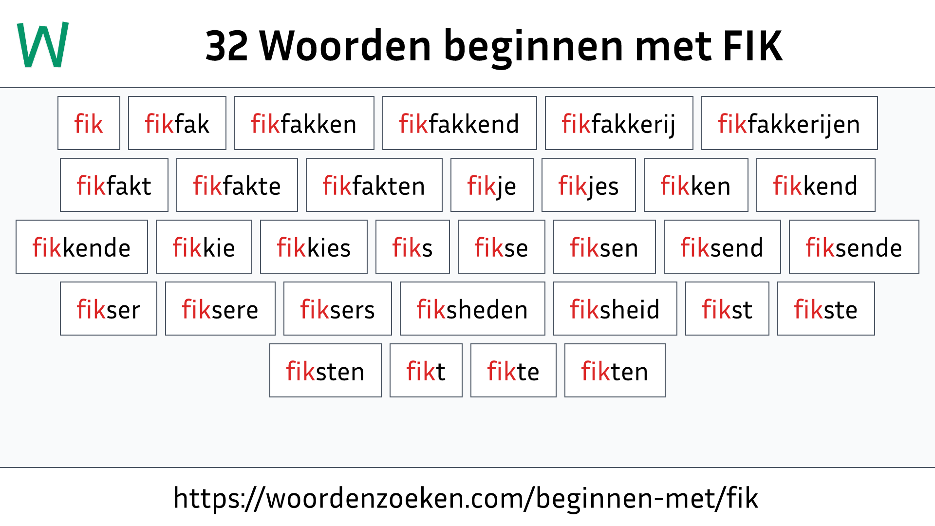 Woorden beginnen met FIK