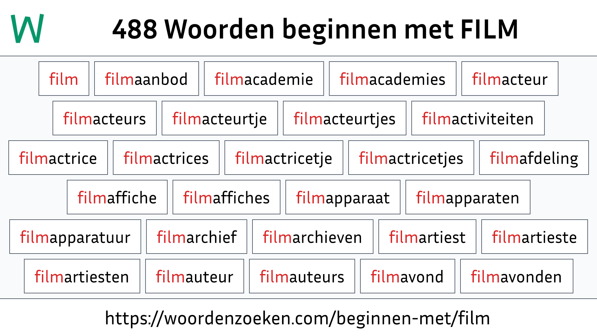 Woorden beginnen met FILM