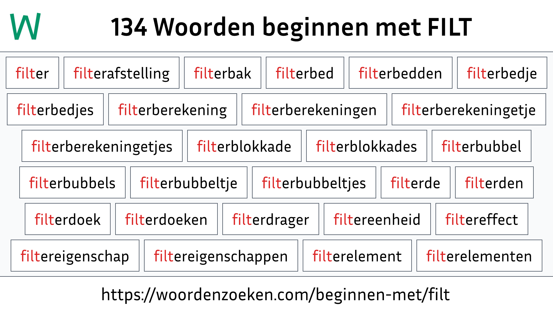 Woorden beginnen met FILT