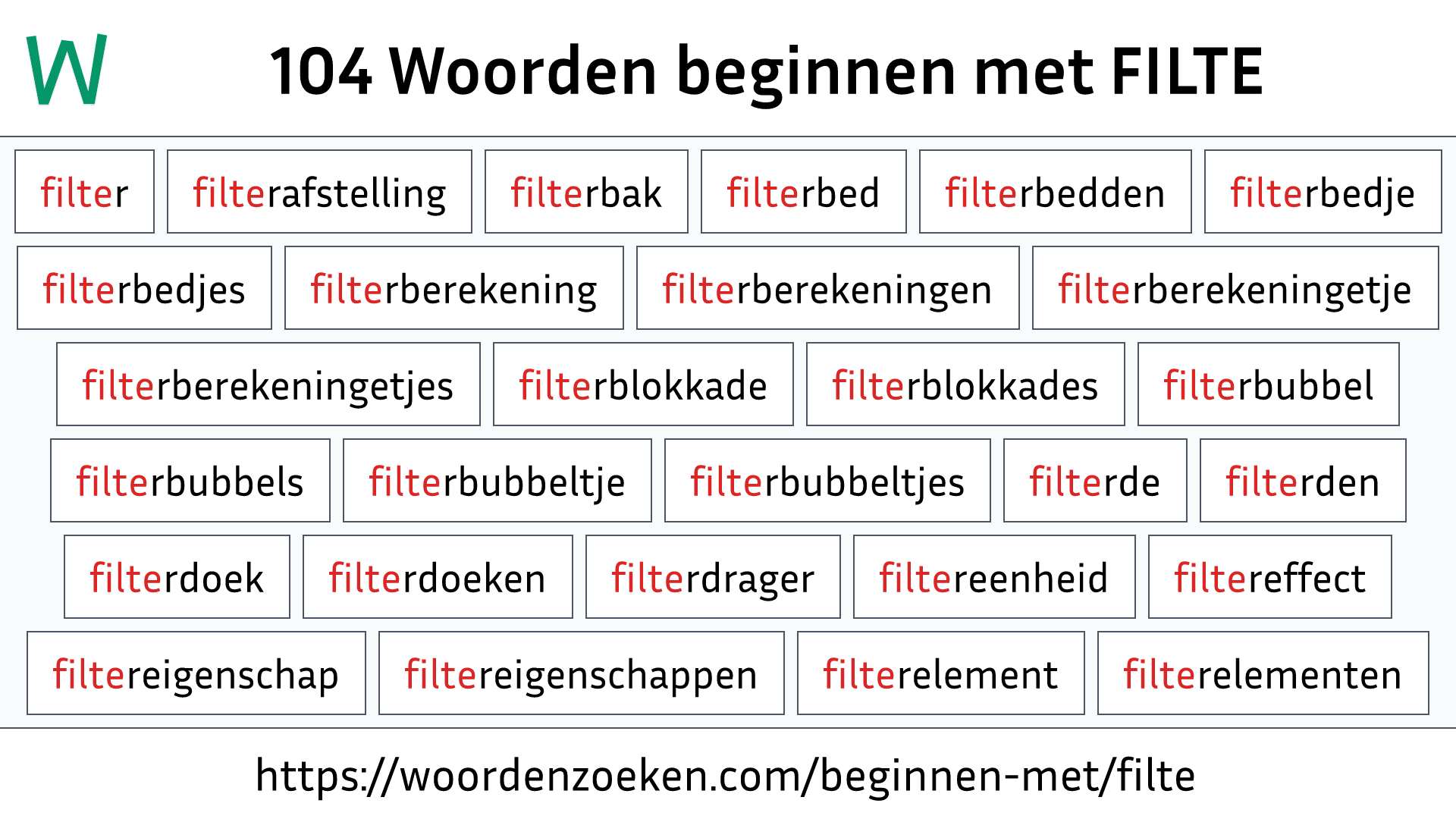 Woorden beginnen met FILTE